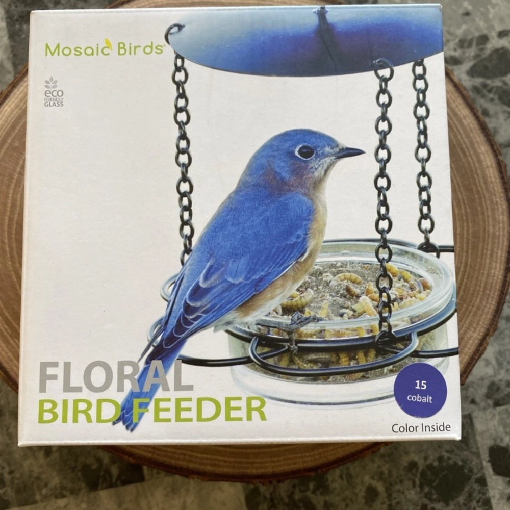 *MOSAIC * Hanging Glass Bird Feeder Seed Tray for Bird Feeding  NIB **